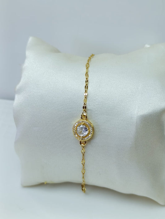 PULSERA CON DIJE CENTRAL DE CRISTAL EN ACERO QUIRURGICO