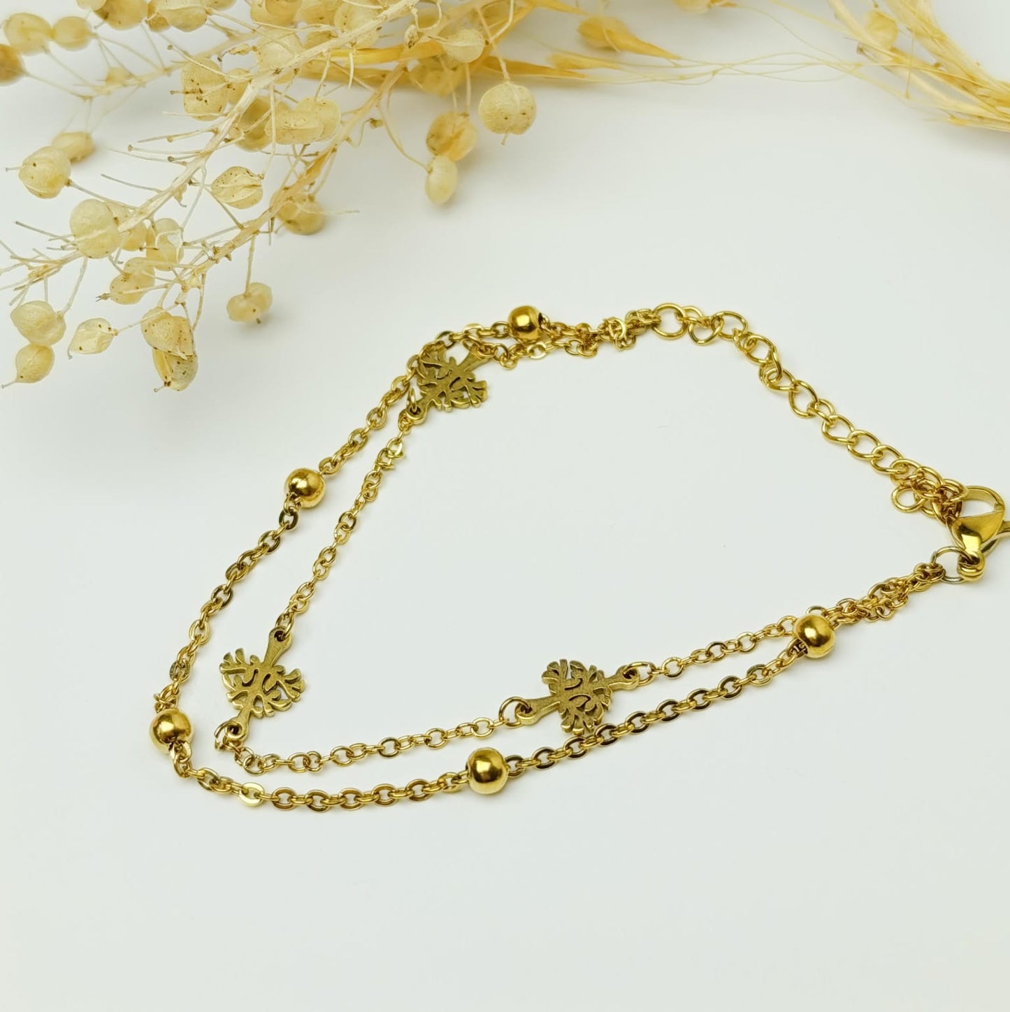 PULSERA DOBLE CADENA EN ACERO QUIRURGICO