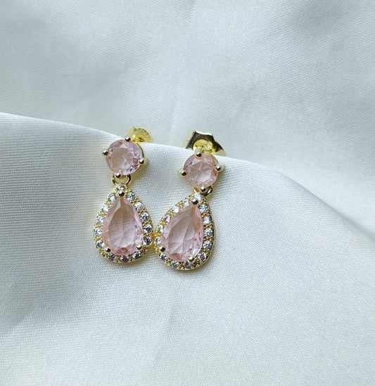 ARO CON GOTA ROSA EN ACERO QUIRURGICO