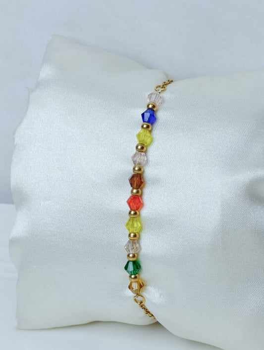 PULSERA DE CRISTALES MULTICOLOR EN ACERO QUIRURGICO
