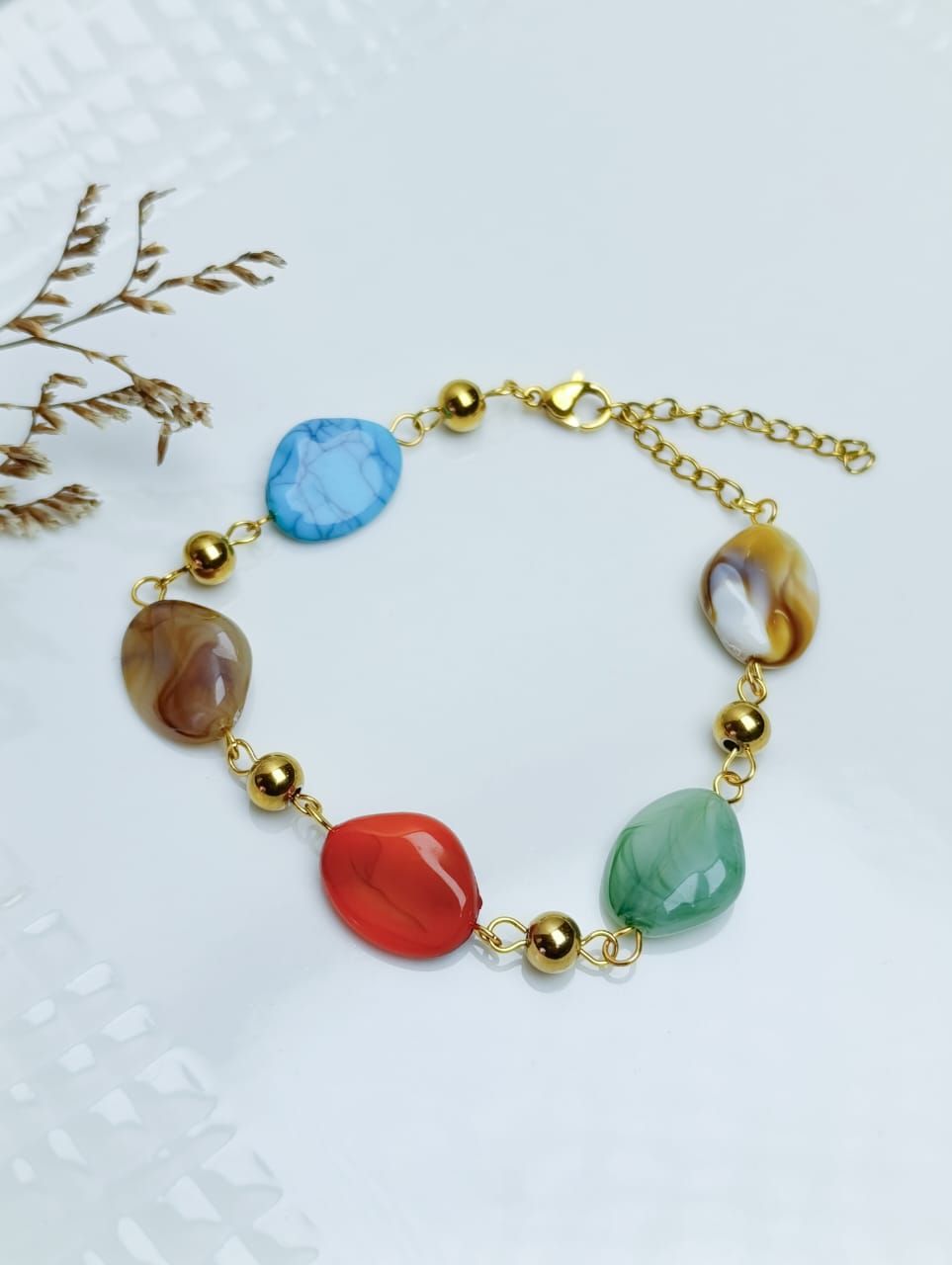 PULSERA DE PIEDRAS NATURALES DE COLORES