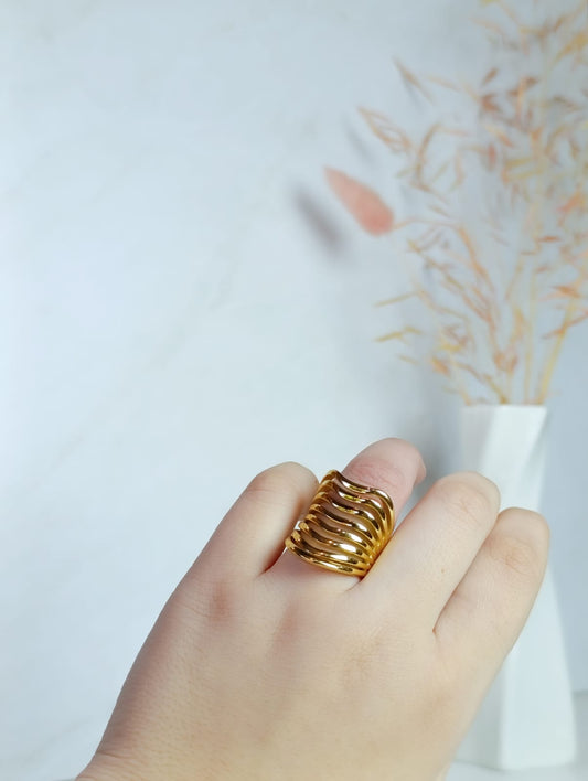 ANILLO ONDAS EN ACERO QUIRURGICO