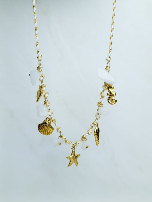 COLLAR PLAYA DORADO CON DIJES + ARO